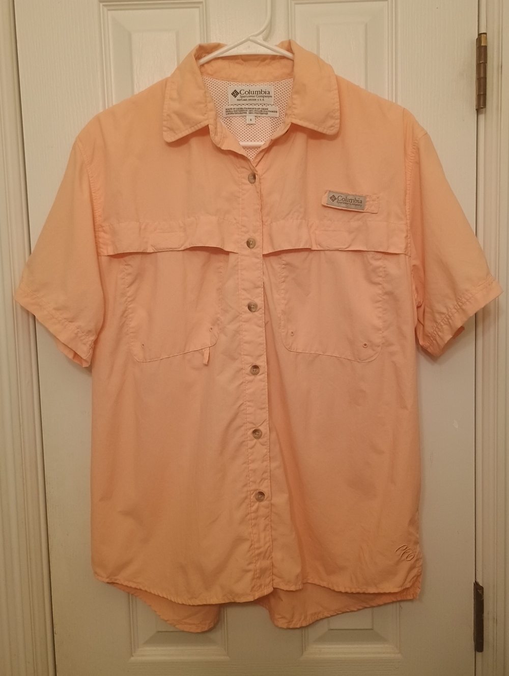Columbia PFG Peach Short Sleeve Fishing Shirt Adult Small
